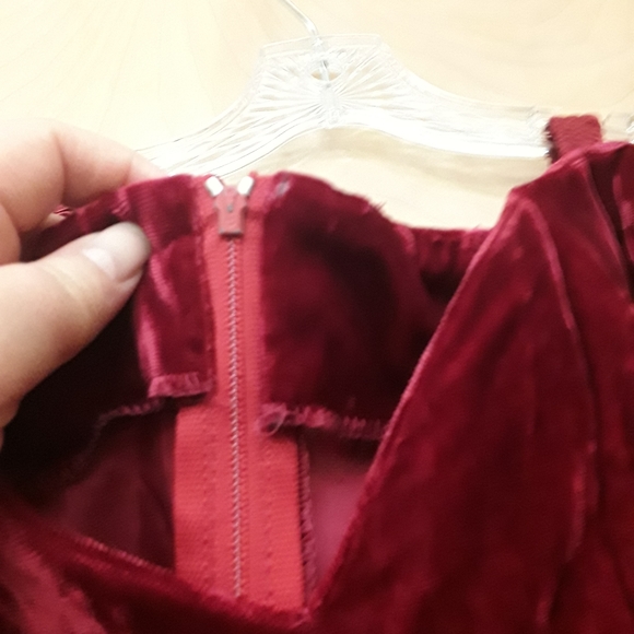Vintage Red Velvet Flapper Dress S - Picture 3 of 6
